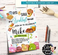 Grab your best brunch buddies for a morning of food and fun! Breakfast Party Invitation Card Brunch Invite Breakfast Etsy Birthday Breakfast Party Birthday Brunch Invitations Breakfast Birthday Party