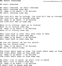 Negro Spiritual/Slave Song Lyrics for We Shall Overcome