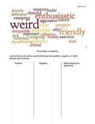 Resume Prepossessing Personality Adjectives Worksheet