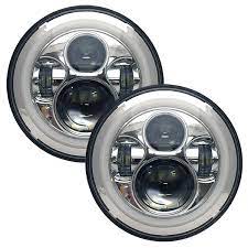 Wh Revolution 7 Led Headlight Kit Chrome Finish White Halo Turn Signal Running Light Headlights Wild Horses 4x4 Bronco Parts