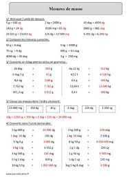 Mesures De Masse Masse G Kg Cm2 Exercices Avec Correction Exercice Cm2 Exercice Math Cm1 Exercice Ce2