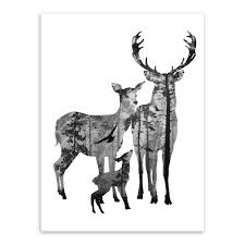 Black And White Deer Head Drawing Aliexpress Com Buy Nordic Vintage Black White Deer Head Animals Silhouette A4 Big Art Print Poster Wall Pict Deer Art Print Elephant Canvas Canvas Art Prints