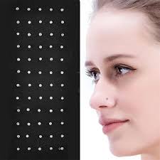 Misturado Cor Aço Forma Nariz Stud Pack, Crystal Straight Stud, Pin  Piercing, 60 pcs por conjunto