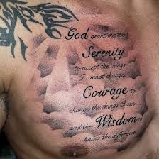 Serenity Prayer Chest Tattoo Chest Tattoo Words Chest Tattoo Quotes Tattoo Quotes For Men