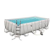 Bestway Power Steel 18 X 9 X 48 Rectangular Frame Swimming Pool Set With Pump Ladder And Cover Walmart Com Walmart Com
