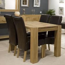 Find a set that suits your household and entertaining needs. Trend Solid Oak Dining Table With Four Brown Leather Chairs Package Sale Now On