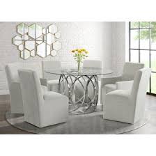 Dining arm chairs do tend to take up a little more room than side chairs so it's less common to find them around the rest of the table. Elements Merlin 7 Pieces Dining Room Set By Dining Rooms Outlet