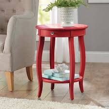 Better Homes Gardens Round Accent Table With Drawer Vibrant Red Walmart Com Round Accent Table Accent Side Table Red Furniture Living Room