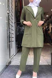 Eylul Tesettur Ceketli Haki Takim Modelleri Moda Tesettur Giyim Moda Moda Stilleri Giyim