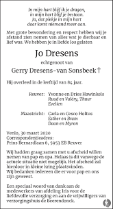 Deze leiden we af uit je wil je deze dienst gebruiken? Jo Dresens 30 03 2020 Overlijdensbericht En Condoleances Mensenlinq Nl