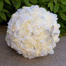 New wedding brooch bouquet pink & silver clear hand made with swarovski crystals. Janevini Romantic Ivory Crystal Bridal Bouquets Wedding Bridal Artificial Flower Rose Brides Wedd Bridal Bouquet Cheap Wedding Bouquets Wedding Bridal Bouquets