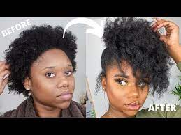 Super Cute And Easy Hairstyle For Awkward Short Length 4b C Natural Hair On Stretched H Natural Hair Styles Natural Hair Styles Easy Girls Natural Hairstyles