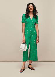 Green Multi Romantic Floral Print Jumpsuit Whistles Whistles