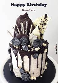 Oreo Chocolate Birthday Cake With Name Edit Online For Friends Try This Oreo Chocolate Birthday Oreo Cake Recipes Chocolate Oreo Cake Birthday Cake Chocolate