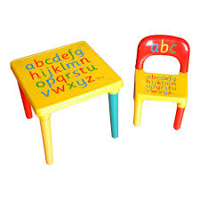 Built with durable, yet gentle plastic, this table and chairs set make for perfect use in a playroom, bedroom or even in the backyard. Baby Alphabet Plastic Tables And Chairs Set Monmartt