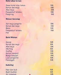 Persiapan perkahwinan, list sebelum majlis perkahwinan, senarai semak persiapan perkahwinan 2019. Senarai Semak Perbelanjaan Untuk Baju Pengantin Murah Facebook