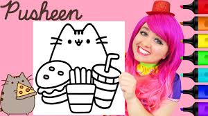 Here is a yummy h for hamburger coloring page. Coloring Pusheen Cat Burger Fries Coloring Page Prismacolor Paint Markers Kimmi The Clown Youtube