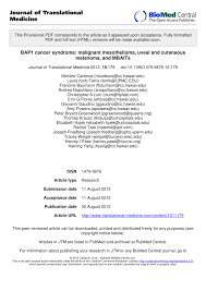 Germline bap1 mutations are associated with a novel cancer syndrome characterized by malignant mesothelioma, uveal melanoma, cutaneous melanoma and mbaits, and possibly by other cancers. Pdf Bap1 Cancer Syndrome Malignant Mesothelioma Uveal And Cutaneous Melanoma And Mbaits