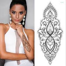 The pinks and blues really work well together. Temporary Tattoo Women Mehndi Henna Stickers For Hands Mandala Tattoo Black Sketches Tattoo Designs Lotus Peony Flowers Pattern Temporary Tattoos Aliexpress