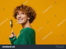 Cheerful Middle-aged Ginger Woman Posing Lollipop Stock Photo 2232181329 |  Shutterstock