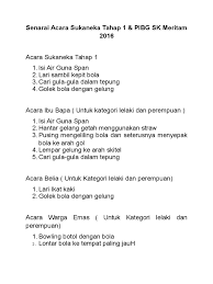 Family day contoh senarai acara sukaneka. Senarai Acara Sukaneka Pibg