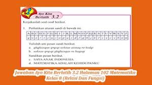 Jawaban dibawah sebagai alternatif pengembangan wawasan anda atas jawaban yang akan di isi pada soal buku sd kelas 5 tema 1 halaman 89, halaman 90, halaman 91, halaman 92, halaman 93, halaman 94, halaman 95, halaman 97, halaman 101, halaman 102 didalamnya terdapat. Jawaban Ayo Kita Berlatih 3 2 Halaman 102 Matematika Kelas 8 Relasi Dan Fungsi Youtube