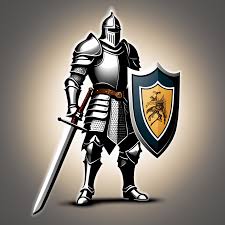 Premium Free ai Images | arafed knight with sword and shield logo design  strong fantasy knight professional logo design sword design medieval knight  knight fantasy knight holy crusader medieval knight logo vector
