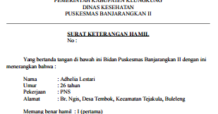 Contoh surat cuti melahirkan dari bidan. Contoh Surat Keterangan Positif Hamil Contoh Surat