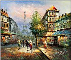 Paris Street Oil Painting Street Painting Paris Painting Eiffel Tower Painting