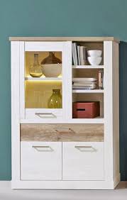Schrank vitrine luizana in weiß und kiefer honigfarben im landhaus design. Highboard Vitrine Duro Schrank 1 2 Turen Optik Pinie Weiss Antik