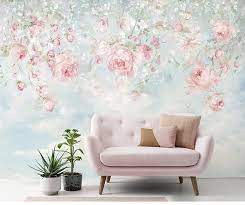 Thousands of fashionable and modern wallpapers with floral motifs. Watercolor Flowers Floral Wall Murals Wallpaper Wall Mural Etsy Wall Wallpaper Wall Murals Mural Wallpaper
