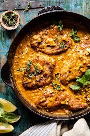 Skillet Creamy Cajun Chicken Lazone With Herby Corn Half Baked Harvest Recipe Half Baked Harvest Recipes Chicken Skillet Recipes Harvest Recipes