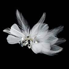 Other accessories fashion accessories hair accessories feathered hairstyles hat hairstyles high jewelry jewelry shop jewellery karl lagerfeld. Elegant White Feather Hair Clip Adorn In Pearls Crystals Rhinestones Hp 8403