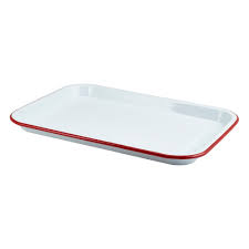2000 x 2000 jpeg 100 кб. Genware Enamel Serving Tray White With Red Rim 33 5x23 5x2 2cm Tableware Food Presentation From Heaton Catering Equipment Uk