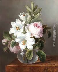 #paintosam#art#oilpainting#painting#stayhome #withmewelcome to my new free oil painting tutorialoil painting demostration#42 vase with flowers | oil. Roses And Lilies In A Glass Vase Oil Painting Dutch School Oil Paintings Niceartgallery Com Flower Painting Flower Art Painting Oil Painting Flowers