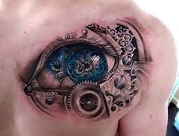 3d Chest Biomechanical Eye Tattoo Idea Steampunk Tattoo Eye Tattoo Biomechanical Tattoo Design