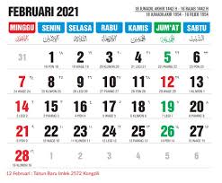 Kalender Februari 2021 Tanggalan Nasional Masehi Jawa Dan Hijriyah Kalender Blog Tanggal