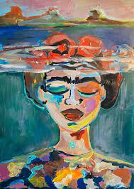 Under Water Frida Kahlo Original Acrylic Painting On Paper Surrealism Fauvism Matisse Woman Portrait Freedom Water Ocean Sea Art In 2021 Painting Kahlo Paintings Acrylic Painting On Paper