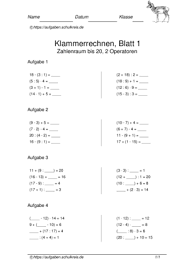 Binomische formel spezial, häufige fehler 5. Rechnen Mit Klammern Ubungsblatter Fur Grundschule Klasse 5 6