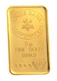 Swiss banking offers superior privacy and investment benefits and options. Swiss Bank Corporation 5 Grams Minted 24 Carat Gold Bullion Bar 999 9 Pure Gold