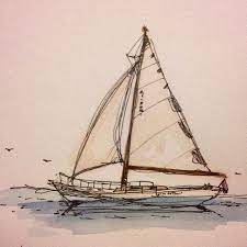 Clancy Pannell On Instagram Sailboat On The Sea Sketch Study For A Poster I M Working On In My Sketchbook Mo Sailboat Drawing Art Painting Oil Sailboat