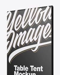 Free table calendar mockup psd. Plastic Table Tent Mockup In Indoor Advertising Mockups On Yellow Images Object Mockups