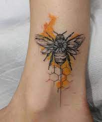 Awesome Honey Bee Tattoo Designs On Ankle Styles Beat Bee Tattoo Design Bee Tattoo Tattoos