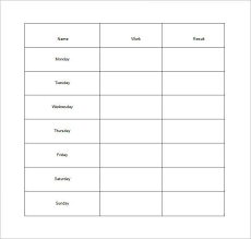 weekly chore chart for adults free word template how to