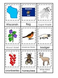 Wisconsin state seal the seal consists of the coat or arms with the words the great seal of the state of wisconsin centered above and a curved line of 13 stars, representing the 13 original united states. Wisconsin State Symbols Themed 3 Part Matching Preschool Literacy Card Game