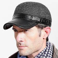 Men Winter Warm Hairy Leather Flat Hat Keep Ear Warm Fashion Vintage Outdoor Casual Flat Cap Flat Top Hats Men Winter Military Fashion
