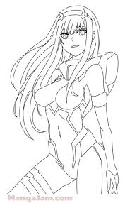 How To Draw Zero 2 From Darling In The Franxx Mangajam Com Anime Lineart Anime Sketch Anime Drawings Sketches