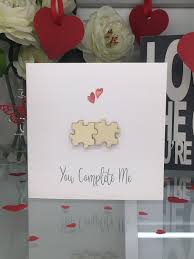 Valentine's Day Card for Her, Valentine's Card for Him, Valentine's Jigsaw  Pieces Card, You Complete Me Valentine's Card, Wooden Jigsaw