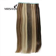 Mrshair Cinta De Pelo Plateado En Extensiones De Cabello 20pcs Cinta Adhesiva De Cabello Humano En Pelo Brasileno Trama De Piel Recta Trama De 16 24