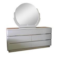 Lane Furniture Vintage 1980s Lane Chrome And Gray Lacquer Bedroom Set 4 Pc Set For Sale Image 4 Of 11 Dresser With Mirror Lane Furniture Dresser Sets